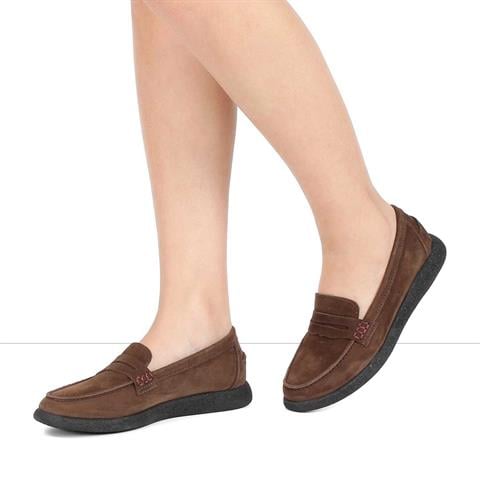 Kadın Kahverengi Nubuk Deri Loafer