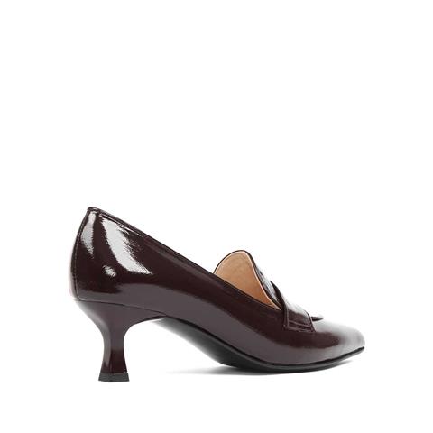 Kadın Kahverengi Sivri Burun Rugan Deri Klasik Ayakkabı