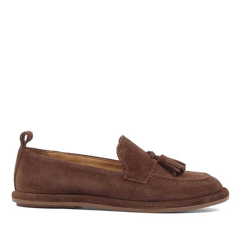 Kadın Kahverengi Süet Deri Loafer