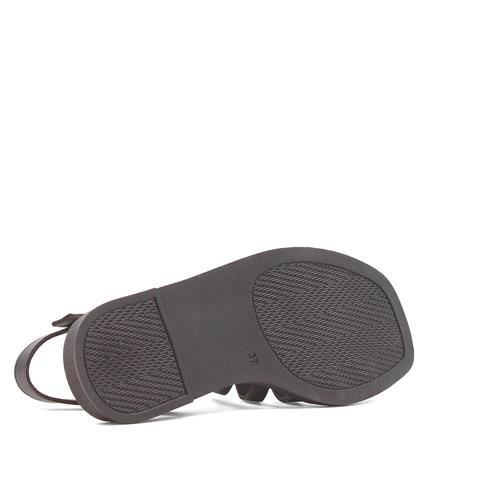 Kadın Kahverengi Tokalı Gladyatör Deri Sandalet