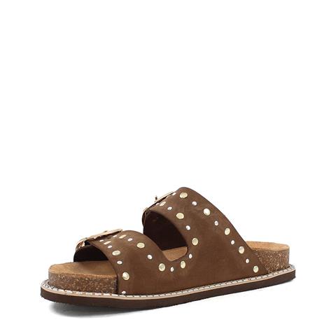 Kadın Kum Çift Tokalı Nubuk Deri Terlik