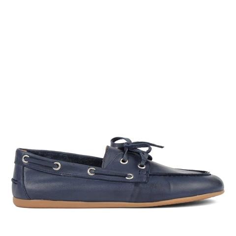 Kadın Lacivert Bağcıklı Deri Ayakkabı