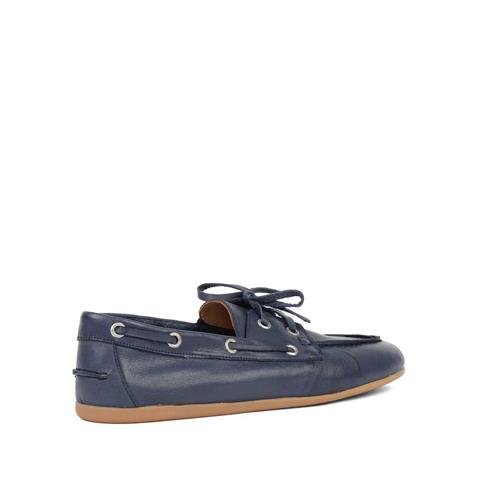 Kadın Lacivert Bağcıklı Deri Ayakkabı