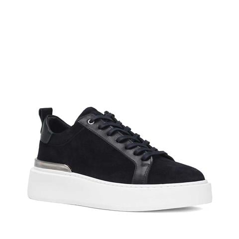 Kadın Lacivert Bağcıklı Kalın Tabanlı Süet Deri Sneaker