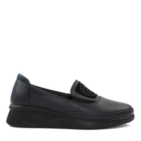 Kadın Lacivert Dolgu Topuklu Deri Ayakkabı