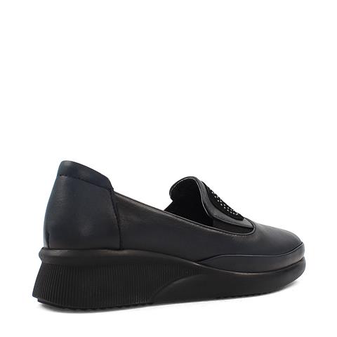 Kadın Lacivert Dolgu Topuklu Deri Ayakkabı