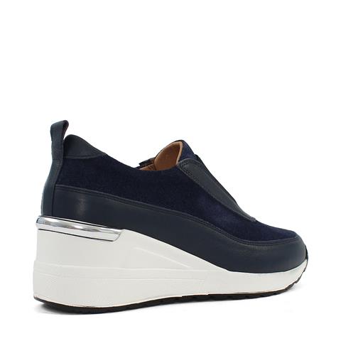 Kadın Lacivert Dolgu Topuklu Süet Deri Sneaker