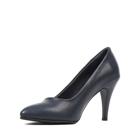 Kadın Lacivert İnce Topuklu Deri Stiletto