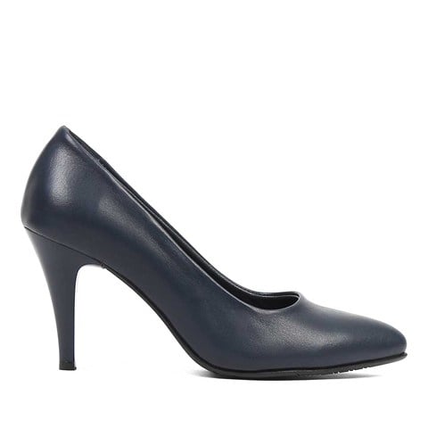 Kadın Lacivert İnce Topuklu Deri Stiletto