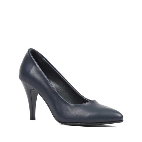 Kadın Lacivert İnce Topuklu Deri Stiletto