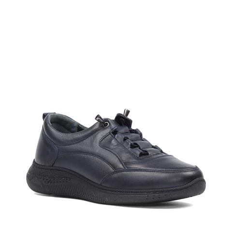 Kadın Lacivert Kalın Tabanlı Deri Sneaker