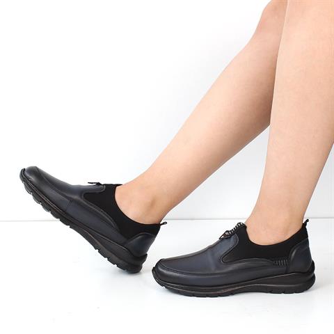 Kadın Lacivert Tokalı Deri Ayakkabı