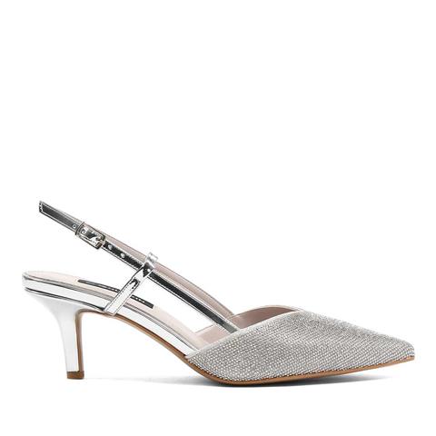 Kadın Lame Arkası Açık İnce Topuklu Abiye Ayakkabı