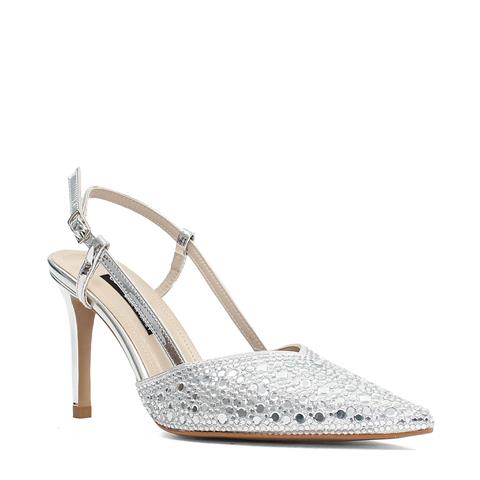 Kadın Lame Arkası Açık İnce Topuklu Abiye Ayakkabı