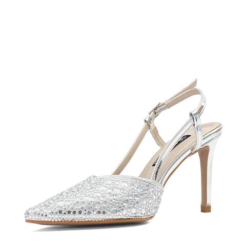 Kadın Lame Arkası Açık İnce Topuklu Abiye Ayakkabı