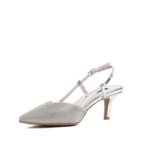 Kadın Lame Arkası Açık İnce Topuklu Abiye Ayakkabı