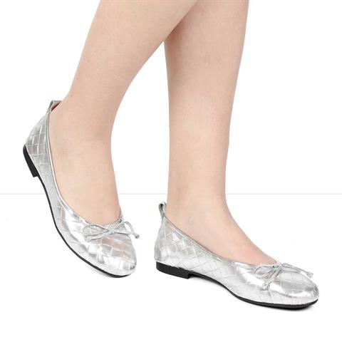 Kadın Lame Fiyonklu Deri Babet