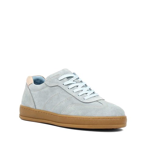 Kadın Mavi Kalın Tabanlı Süet Deri Sneaker