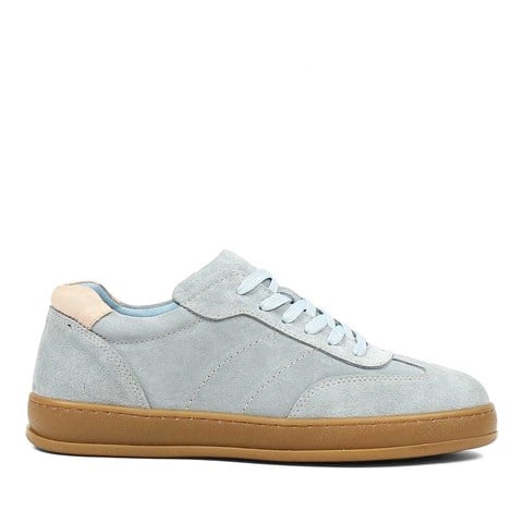 Kadın Mavi Kalın Tabanlı Süet Deri Sneaker