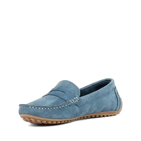 Kadın Mavi Nubuk Deri Loafer