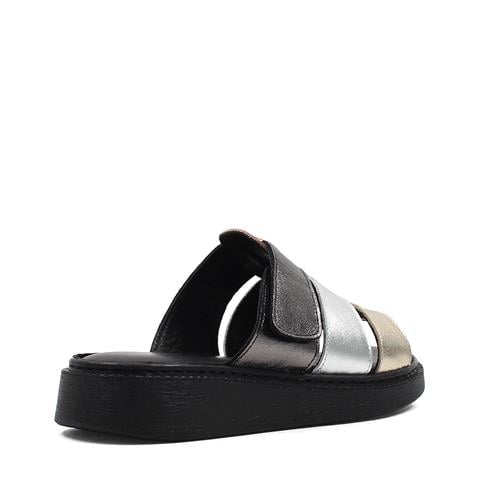 Kadın Multi Kalın Bantlı Deri Terlik