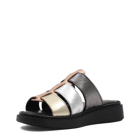 Kadın Multi Kalın Bantlı Deri Terlik