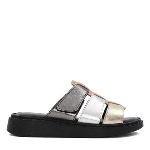 Kadın Multi Kalın Bantlı Deri Terlik