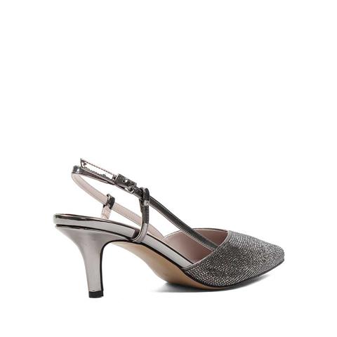 Kadın Platin Arkası Açık İnce Topuklu Abiye Ayakkabı