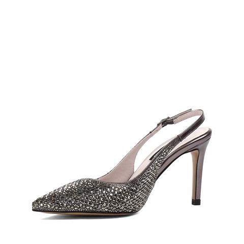 Kadın Platin Taşlı İnce Topuklu Abiye Ayakkabı