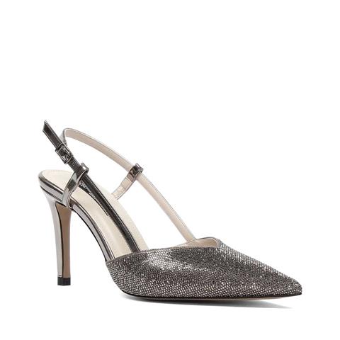 Kadın Platin Taşlı İnce Topuklu Abiye Ayakkabı