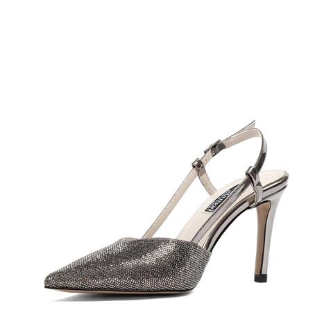 Kadın Platin Taşlı İnce Topuklu Abiye Ayakkabı