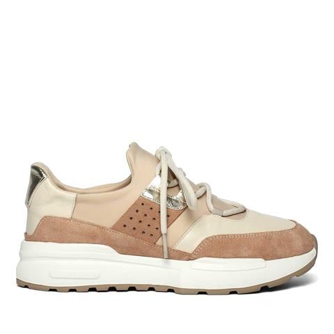 Kadın Pudra Bağcıklı Kalın Tabanlı Süet Deri Sneaker