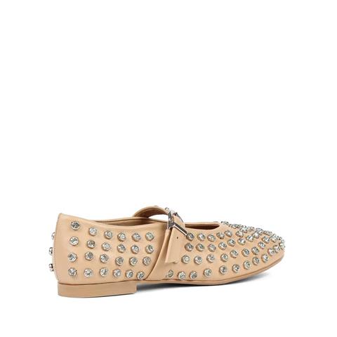 Kadın Pudra Taşlı Deri Babet