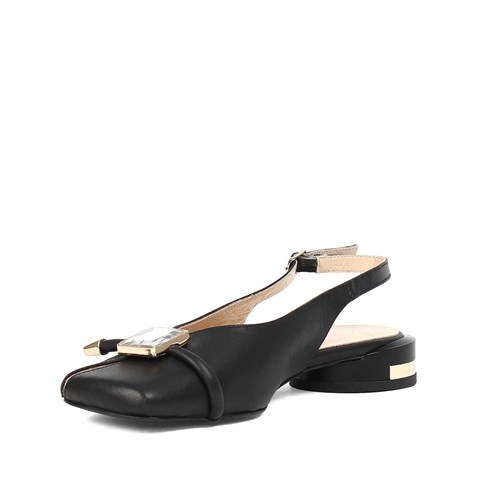 Kadın Siyah Arkası Açık Deri Babet