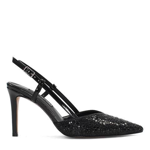 Kadın Siyah Arkası Açık İnce Topuklu Abiye Ayakkabı