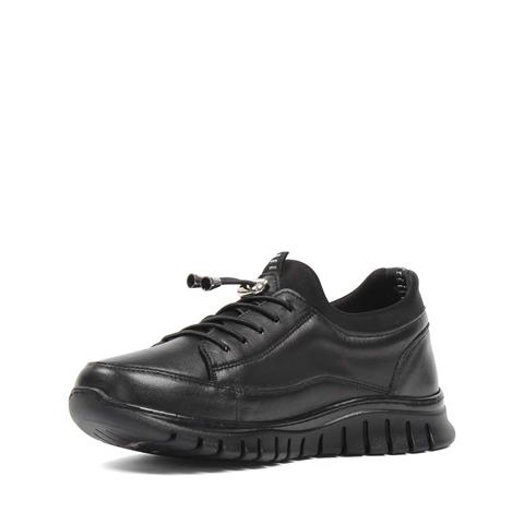 Kadın Siyah Bağcıklı Deri Ayakkabı