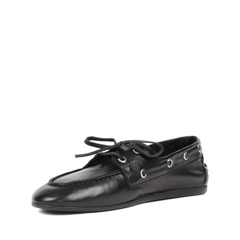 Kadın Siyah Bağcıklı Deri Ayakkabı