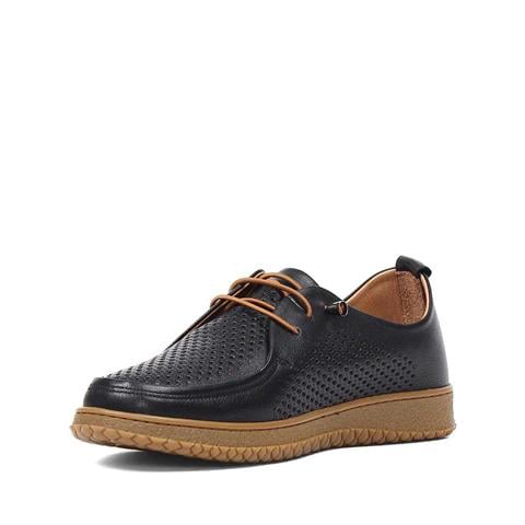 Kadın Siyah Bağcıklı Deri Ayakkabı