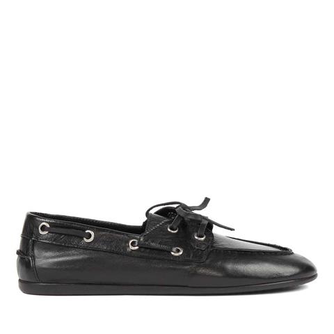 Kadın Siyah Bağcıklı Deri Ayakkabı