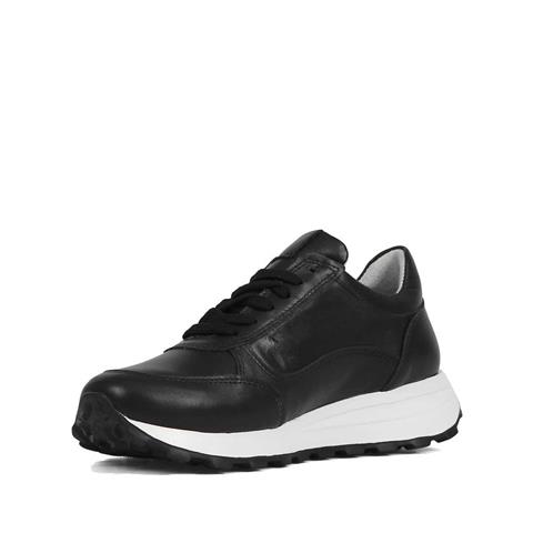 Kadın Siyah Bağcıklı Fermuarlı Deri Sneaker