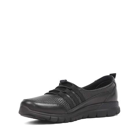 Kadın Siyah Kalın Tabanlı Deri Ayakkabı