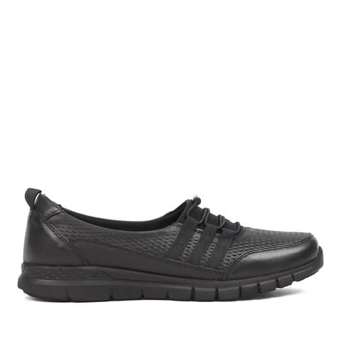 Kadın Siyah Kalın Tabanlı Deri Ayakkabı