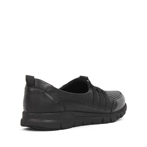 Kadın Siyah Kalın Tabanlı Deri Ayakkabı