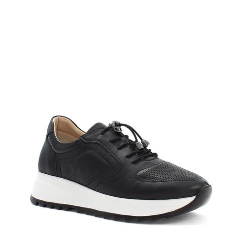 Kadın Siyah Bağcıklı Kalın Tabanlı Deri Sneaker