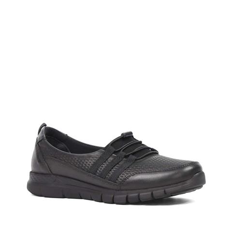 Kadın Siyah Kalın Tabanlı Deri Ayakkabı