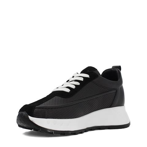 Kadın Siyah Bağcıklı Kalın Tabanlı Süet Deri Sneaker