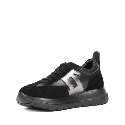 Kadın Siyah Bağcıklı Kalın Tabanlı Süet Deri Sneaker