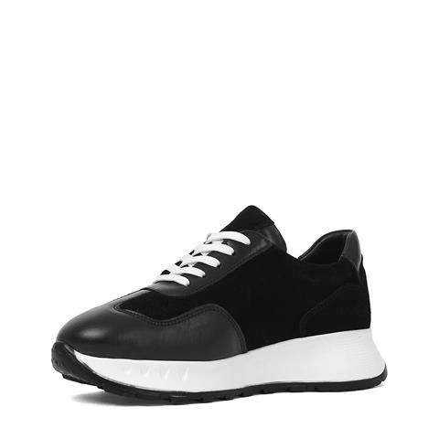 Kadın Siyah Bağcıklı Kalın Tabanlı Süet Deri Sneaker