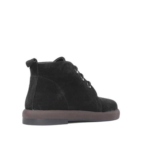 Kadın Siyah Bağcıklı Süet Deri Bot