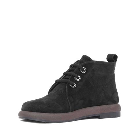 Kadın Siyah Bağcıklı Süet Deri Bot